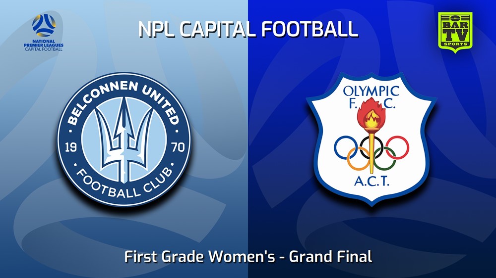 230923-NPL Women - 1st Grade - Capital Football Finals Grand Final - Belconnen United (women) v Canberra Olympic FC (women) Minigame Slate Image
