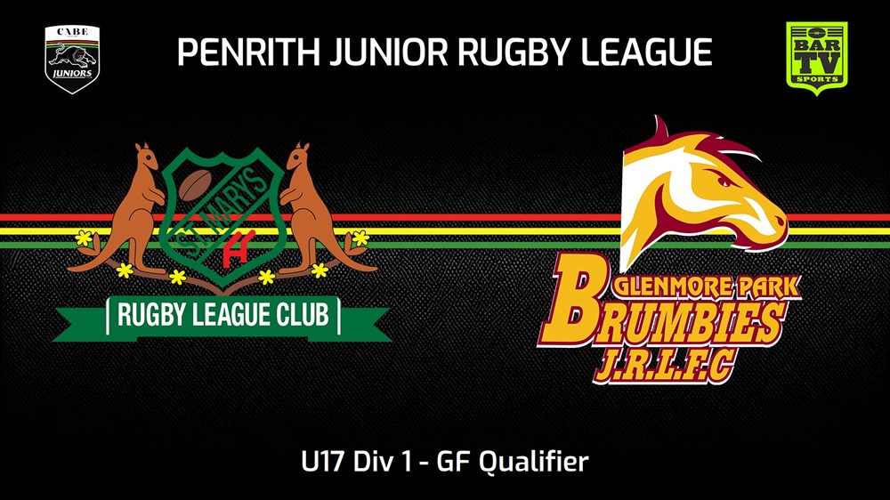 230820-Penrith & District Junior Rugby League GF Qualifier - U17 Div 1 - St Marys v Glenmore Park Brumbies Slate Image