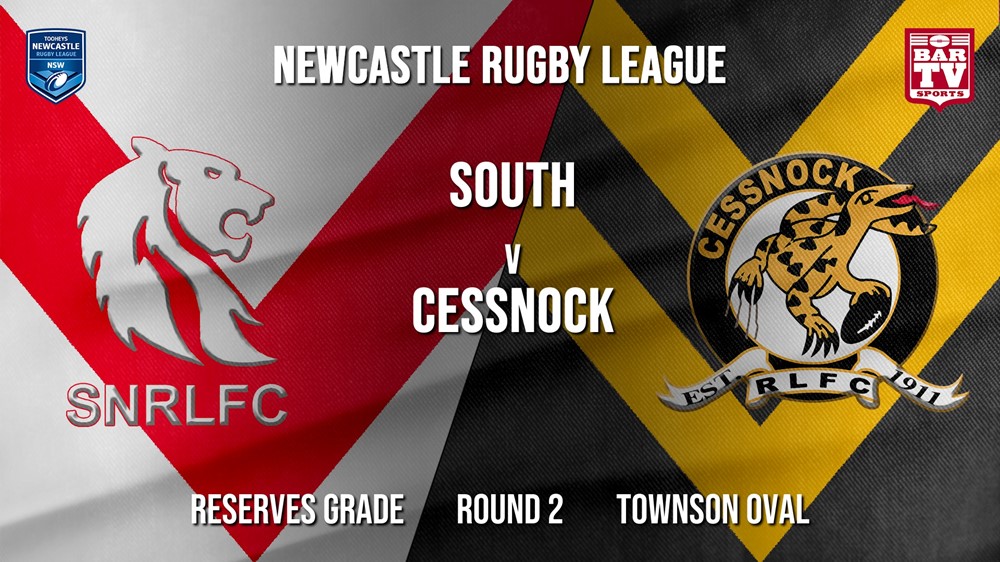 Newcastle Rugby League Round 2 - Reserves Grade - South Newcastle v Cessnock Goannas Slate Image