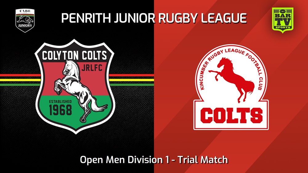 240323-Penrith & District Junior Rugby League Trial Match - Open Men Division 1 - Colyton Colts v Kincumber Colts Minigame Slate Image