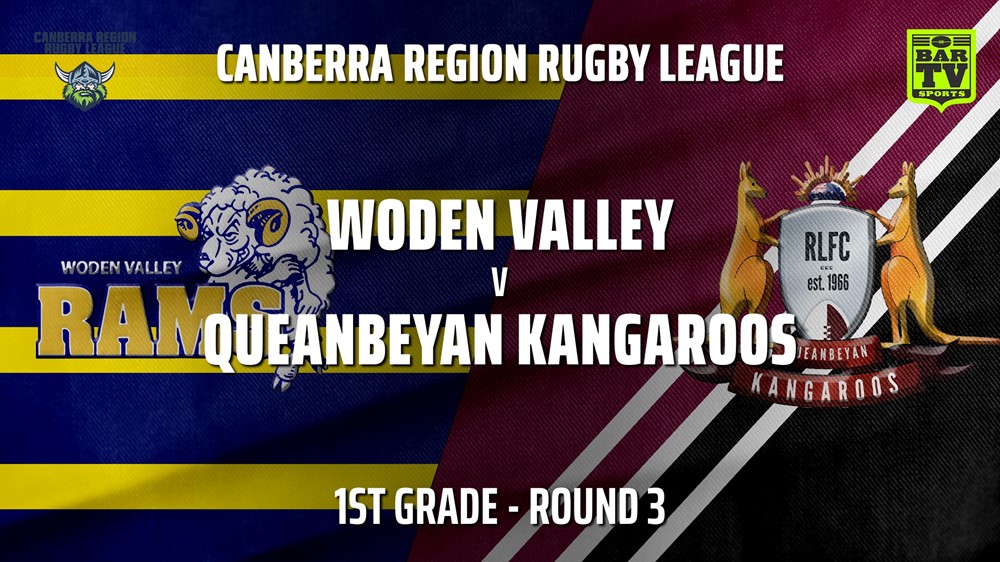 210421-CRRL Round 3 - 1st Grade - Woden Valley Rams v Queanbeyan Kangaroos Slate Image