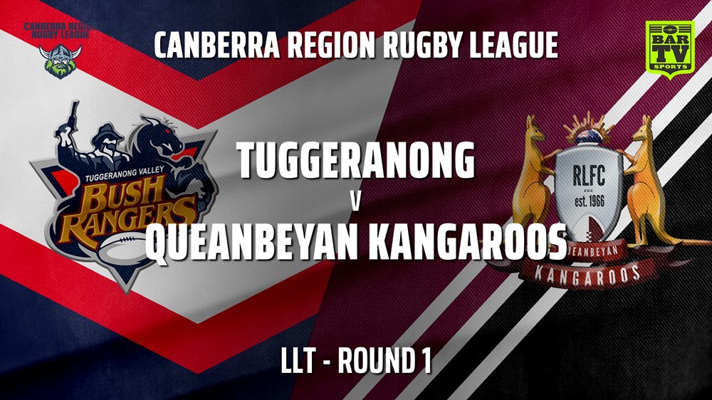 CRRL Round 1 - LLT - Tuggeranong Bushrangers v Queanbeyan Kangaroos Slate Image