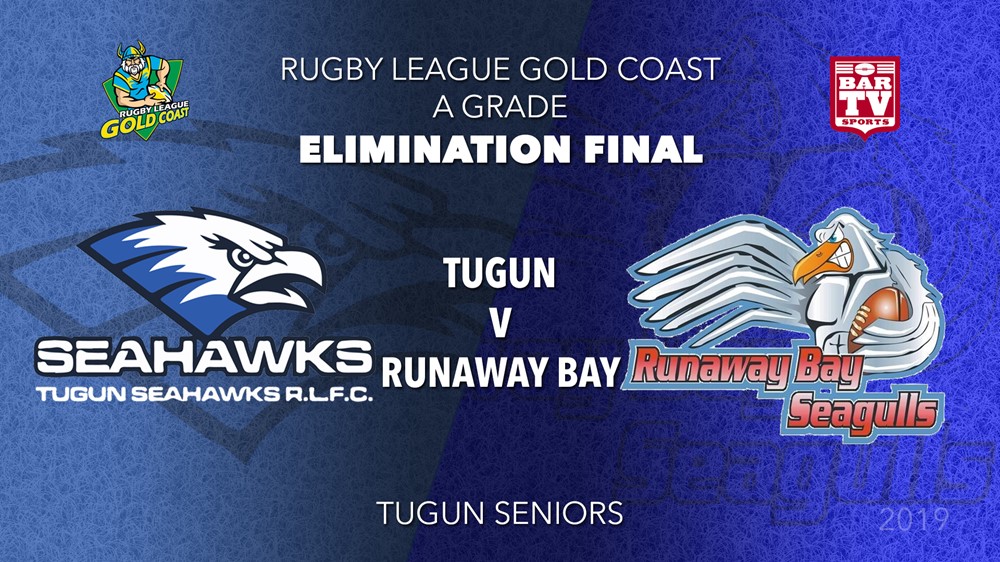 2019 Rugby League Gold Coast Elimination Final - A Grade - Tugun Seahawks v Runaway Bay Slate Image