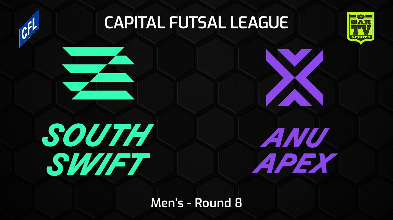 231209-Capital Football Futsal Round 8 - Men's - South Canberra Swift v ANU Apex Minigame Slate Image