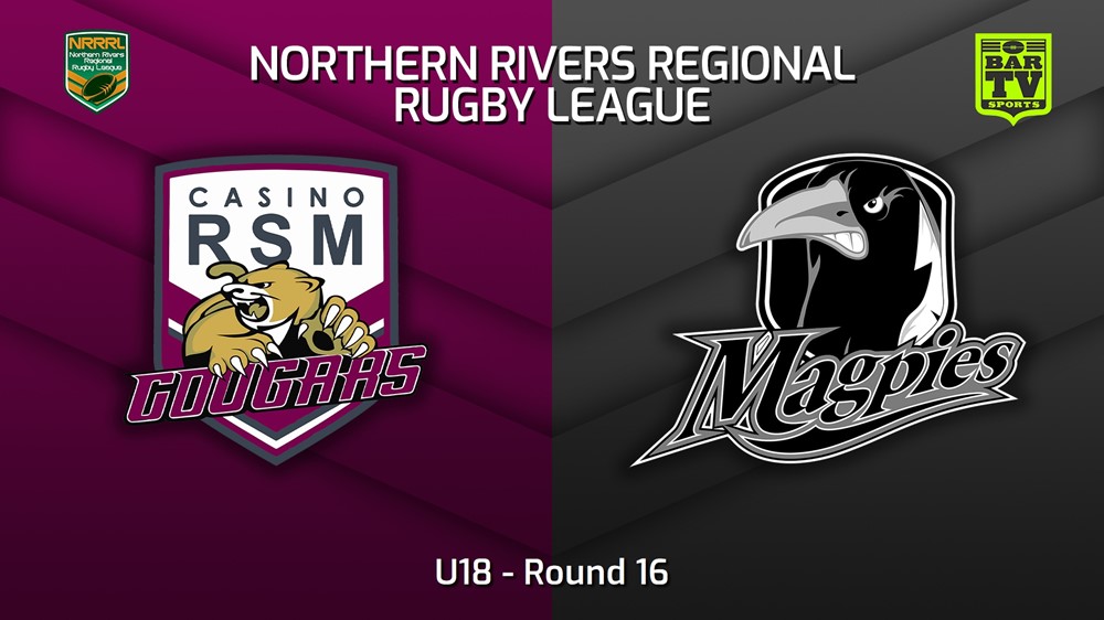 230813-Northern Rivers Round 16 - U18 - Casino RSM Cougars v Lower Clarence Magpies Slate Image