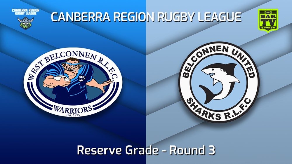 220424-Canberra Round 3 - Reserve Grade - West Belconnen Warriors v Belconnen United Sharks Slate Image