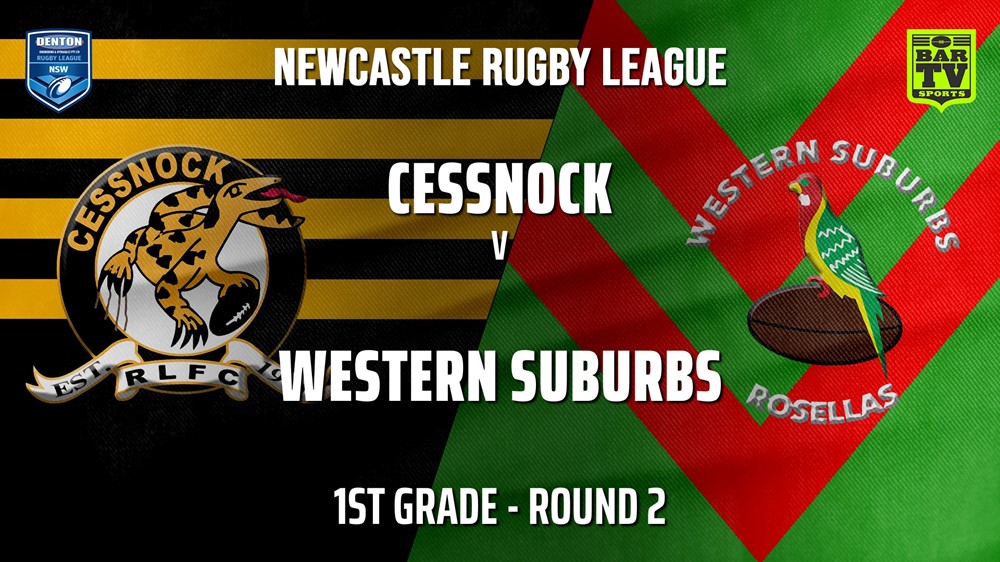 Newcastle Rugby League Round 2 - 1st Grade - Cessnock Goannas v Western Suburbs Rosellas Slate Image