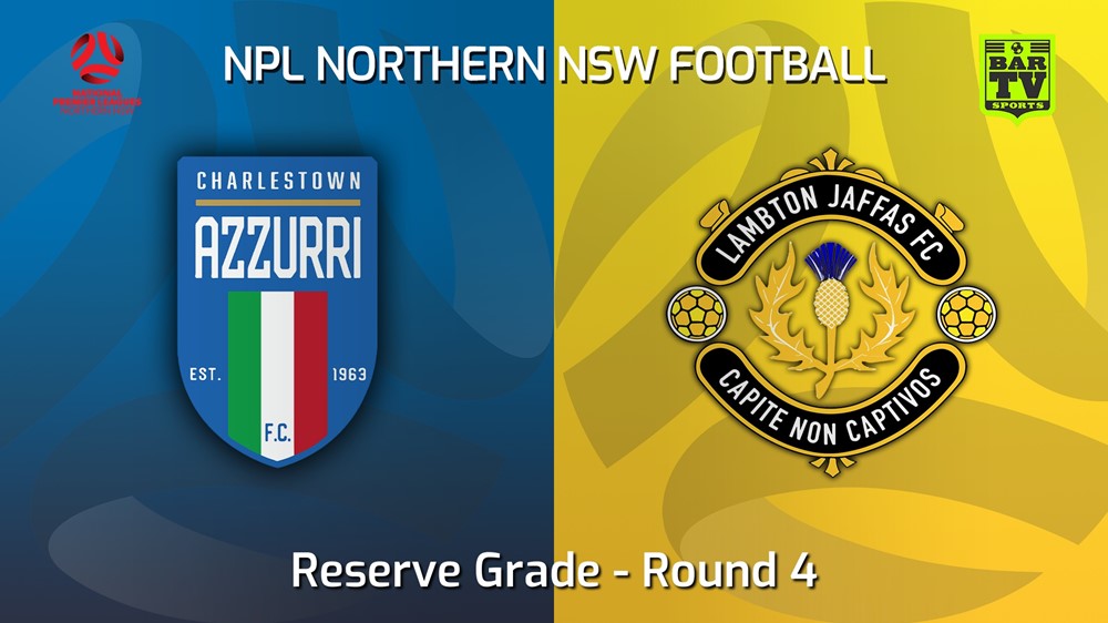220327-NNSW NPL Res Round 4 - Charlestown Azzurri FC Res v Lambton Jaffas FC Res Slate Image