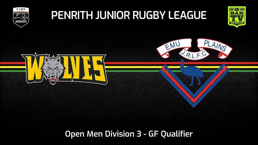 230820-Penrith & District Junior Rugby League GF Qualifier - Open Men Division 3 - Windsor Wolves v Emu Plains RLFC Slate Image