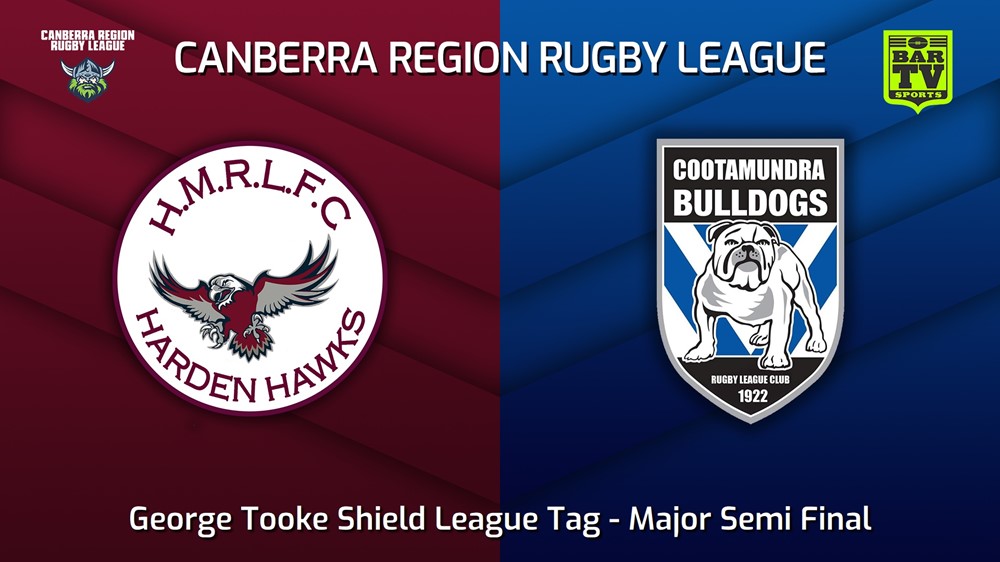 230826-Canberra Major Semi Final - George Tooke Shield League Tag - Harden Hawks v Cootamundra Bulldogs Minigame Slate Image