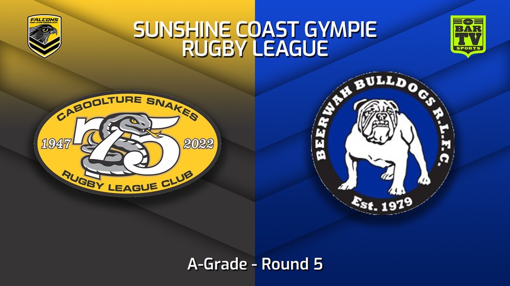 230506-Sunshine Coast RL Round 5 - A-Grade - Caboolture Snakes v Beerwah Bulldogs Slate Image