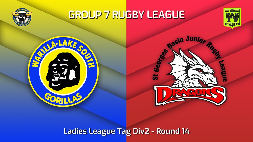 230716-South Coast Round 14 - Ladies League Tag Div2 - Warilla-Lake South Gorillas v St Georges Basin Dragons Minigame Slate Image