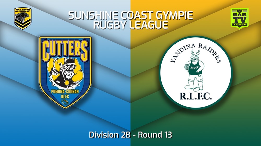 220716-Sunshine Coast RL Round 13 - Division 2B - Pomona Cooran Cutters v Yandina Raiders Minigame Slate Image