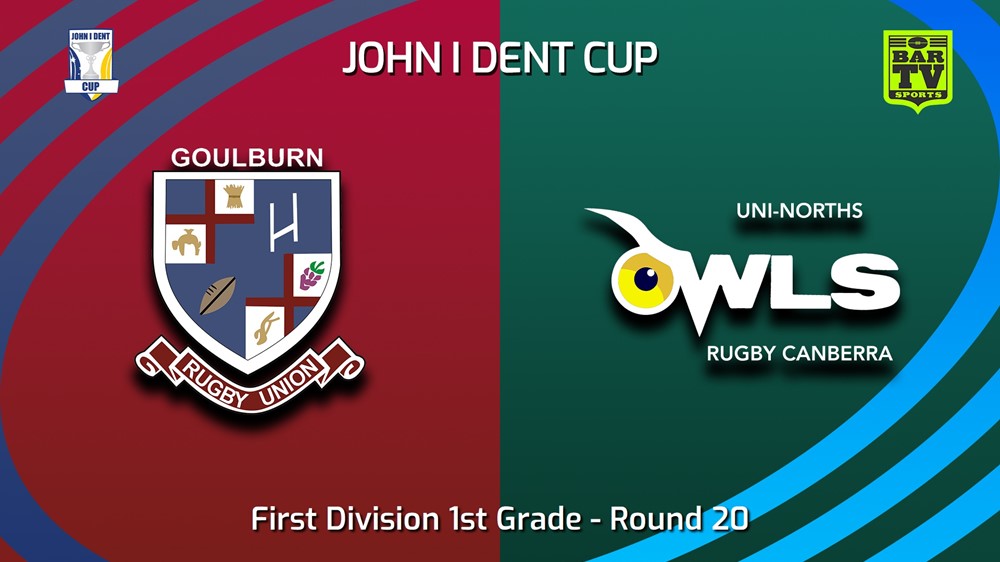 230826-John I Dent (ACT) Round 20 - First Division 1st Grade - Goulburn Dirty Reds v UNI-North Owls Slate Image