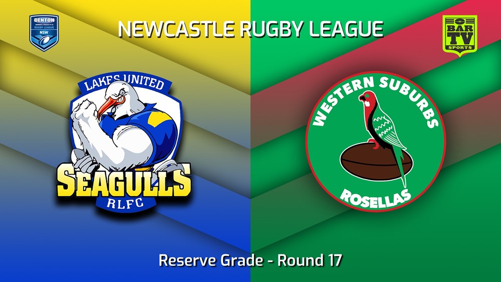 230730-Newcastle RL Round 17 - Reserve Grade - Lakes United Seagulls v Western Suburbs Rosellas Minigame Slate Image