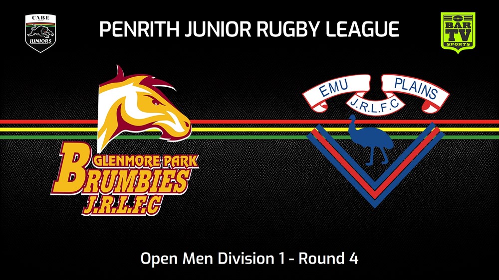 240505-video-Penrith & District Junior Rugby League Round 4 - Open Men Division 1 - Glenmore Park Brumbies v Emu Plains RLFC Minigame Slate Image