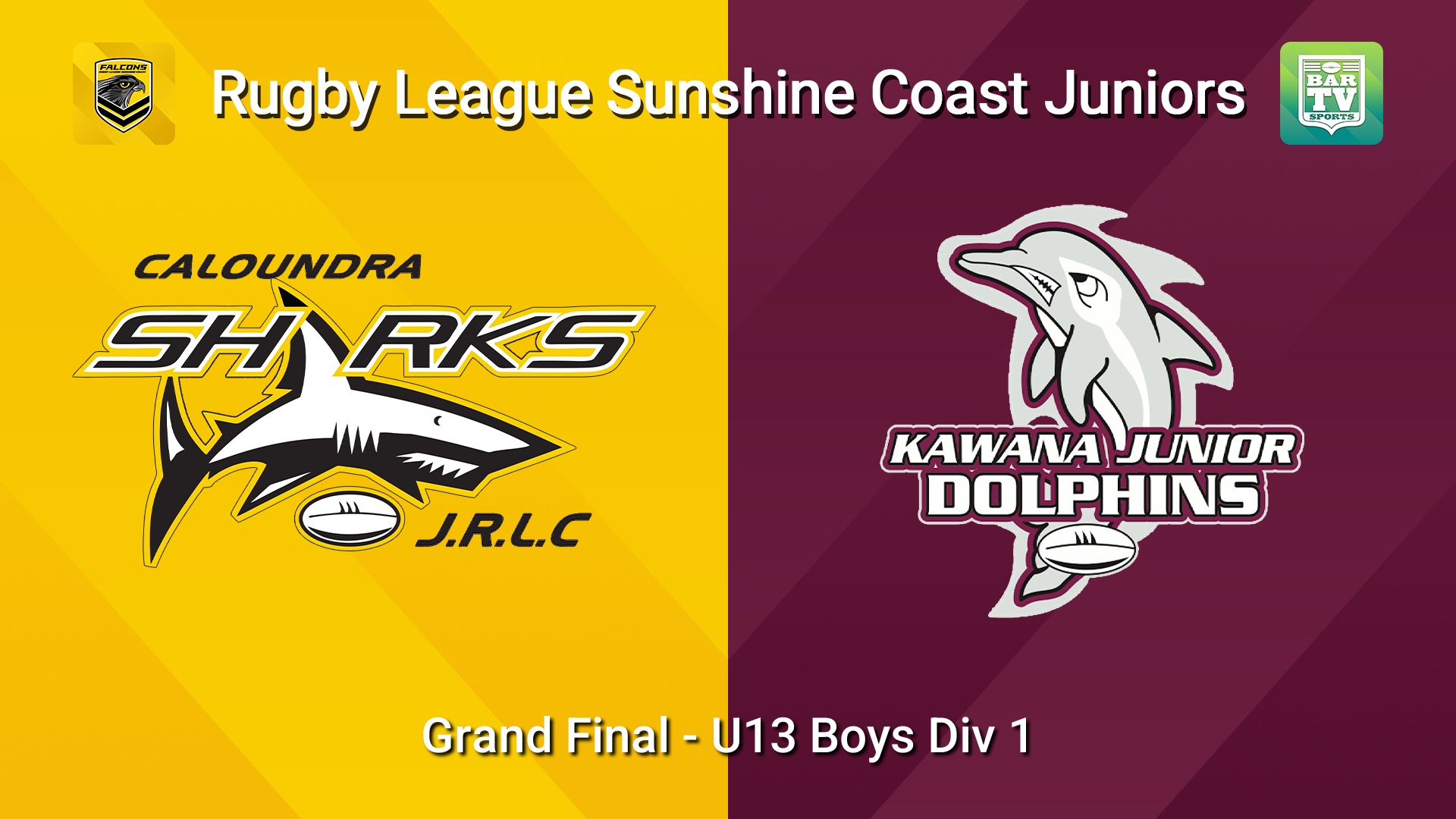 260905-video-Sunshine Coast Junior Rugby League Grand Final - U13 Boys Div 1 - Caloundra Sharks JRL v Kawana Dolphins JRL Slate Image