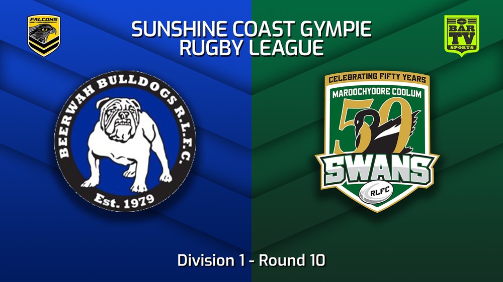 MINI GAME: Sunshine Coast RL Round 10 - Division 1 - Beerwah Bulldogs v Maroochydore Swans Slate Image