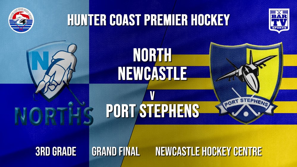 MINI GAME: Hunter Coast Premier Hockey Grand Final - 3rd Grade - North Newcastle v Port Stephens Hornets Slate Image
