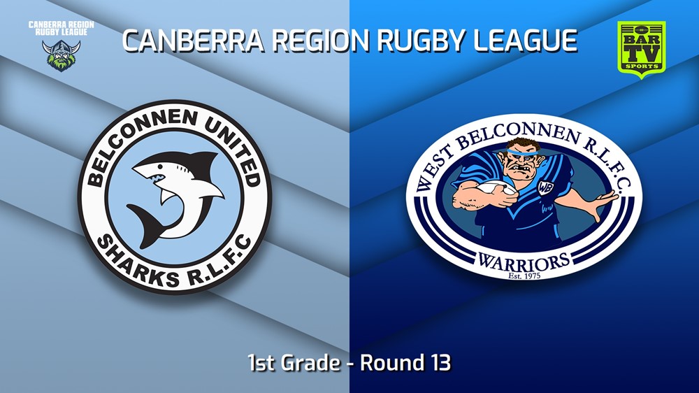 220716-Canberra Round 13 - 1st Grade - Belconnen United Sharks v West Belconnen Warriors Slate Image