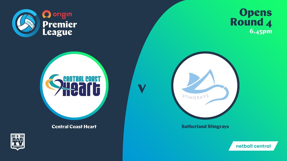 NSW Prem League Round 4 - Opens - Central Coast Heart v Sutherland Stingrays Slate Image