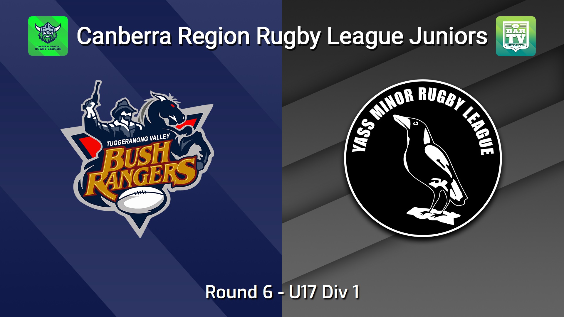260612-video-Canberra Region Rugby League Juniors Round 6 - U17 Div 1 - Tuggeranong Bushsharks v Yass Magpies Juniors Slate Image
