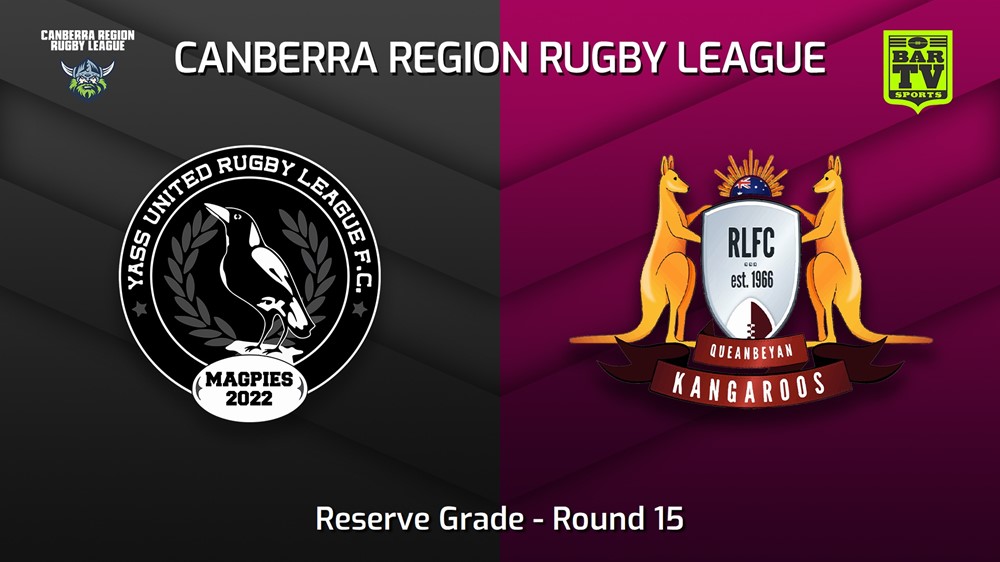 MINI GAME: Canberra Round 15 - Reserve Grade - Yass Magpies v Queanbeyan Kangaroos Slate Image