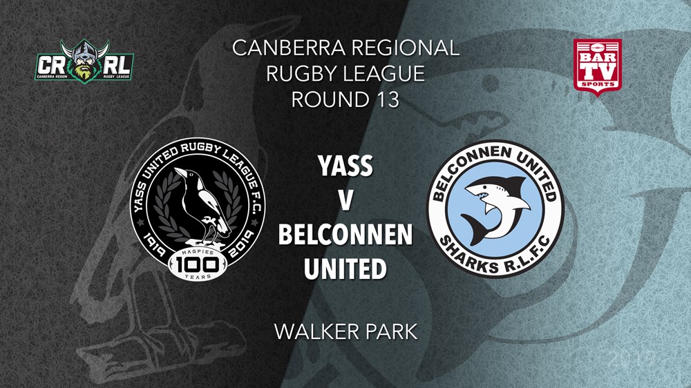 CRRL Round 13 - 1st Grade - Yass Magpies v Belconnen United Sharks Slate Image