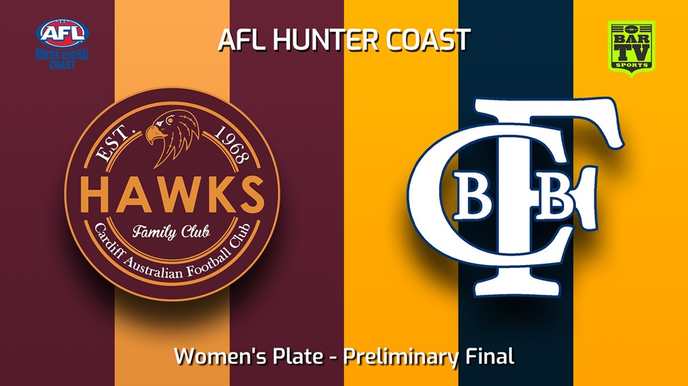 230909-AFL Hunter Central Coast Preliminary Final - Women's Plate - Cardiff Hawks v Bateau Bay Minigame Slate Image