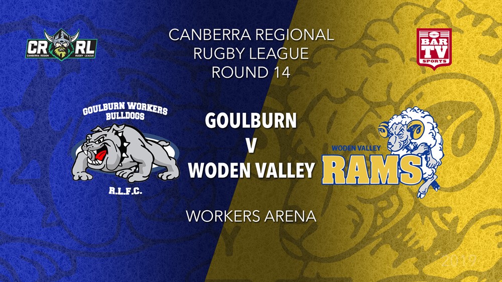 CRRL Round 14 - 1st Grade - Goulburn Workers Bulldogs v Woden Valley Rams Slate Image