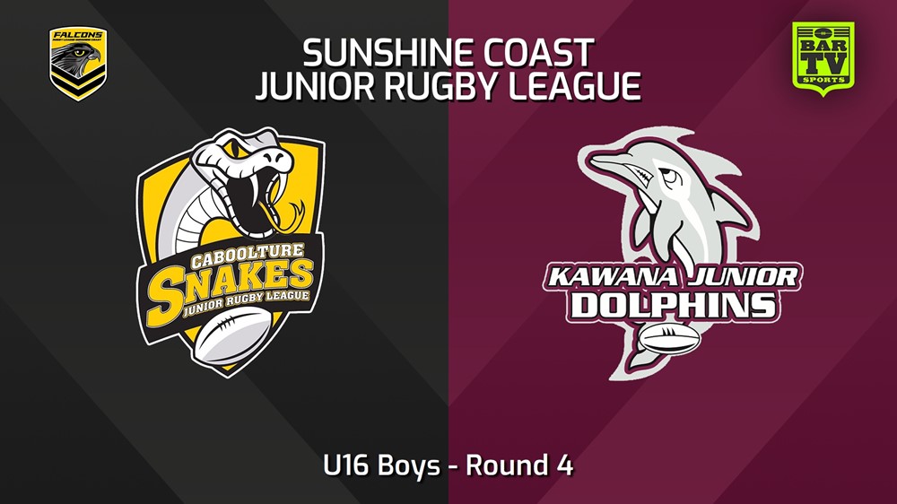 240419-video-Sunshine Coast Junior Rugby League Round 4 - U16 Boys - Caboolture Snakes JRL v Kawana Dolphins JRL Slate Image