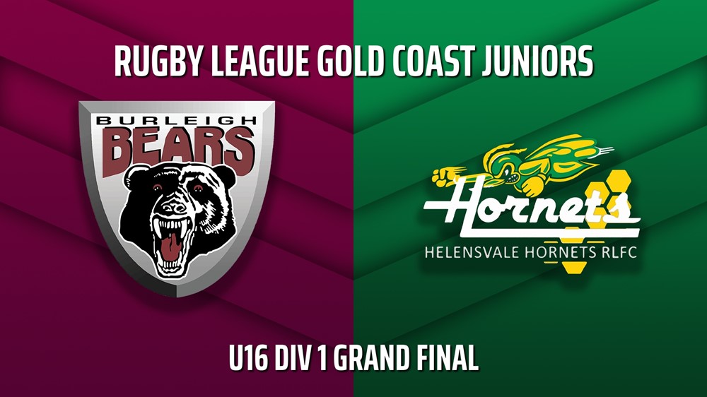 220903-Rugby League Gold Coast Juniors U16 Div 1 Grand Final - Burleigh Bears Juniors v Helensvale Hornets Slate Image