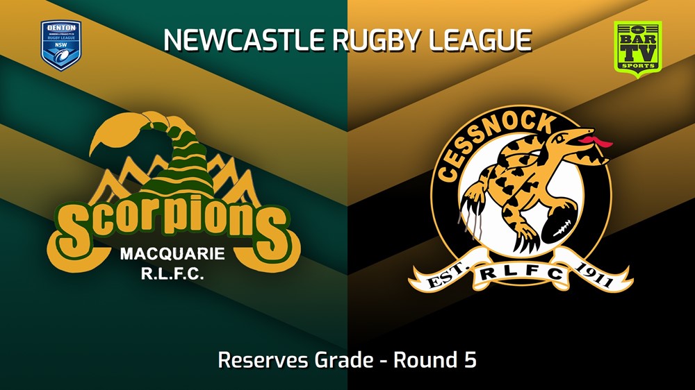 230422-Newcastle RL Round 5 - Reserves Grade - Macquarie Scorpions v Cessnock Goannas Minigame Slate Image