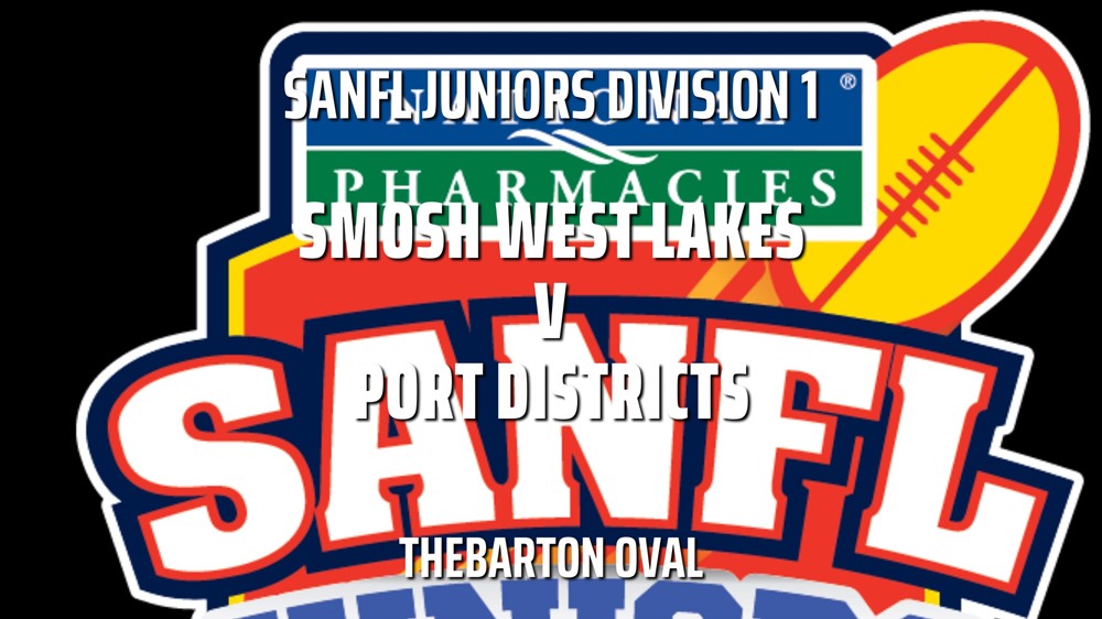 MINI GAME: SANFL Juniors Division 1 - Under 14 Boys - SMOSH WEST LAKES v PORT DISTRICTS Slate Image
