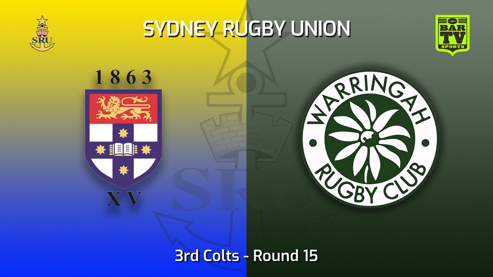 MINI GAME: Sydney Rugby Union Round 15 - 3rd Colts - Sydney University v Warringah Slate Image