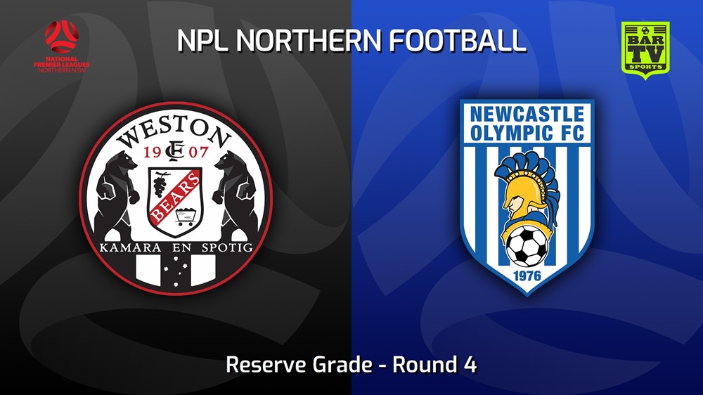 230325-NNSW NPLM Res Round 4 - Weston Workers FC Res v Newcastle Olympic Res Slate Image