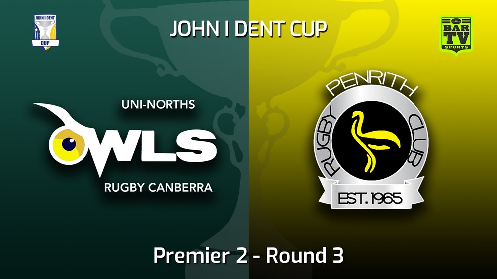 MINI GAME: John I Dent (ACT) Round 3 - Premier 2 - UNI-Norths v Penrith Emus Slate Image