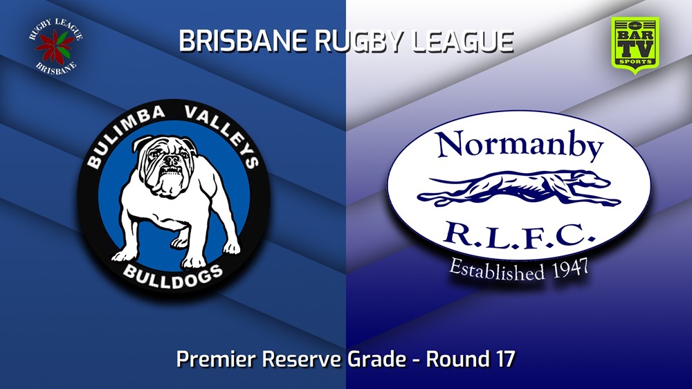 230805-BRL Round 17 - Premier Reserve Grade - Bulimba Valleys Bulldogs v Normanby Hounds Slate Image