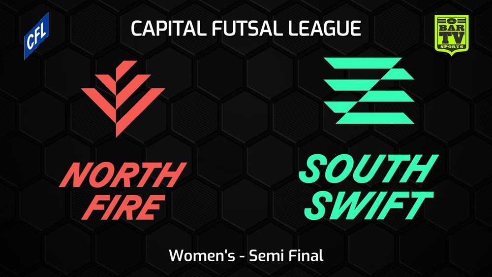 240204-Capital Football Futsal Semi Final - Women's - North Canberra Fire v South Canberra Swift Slate Image