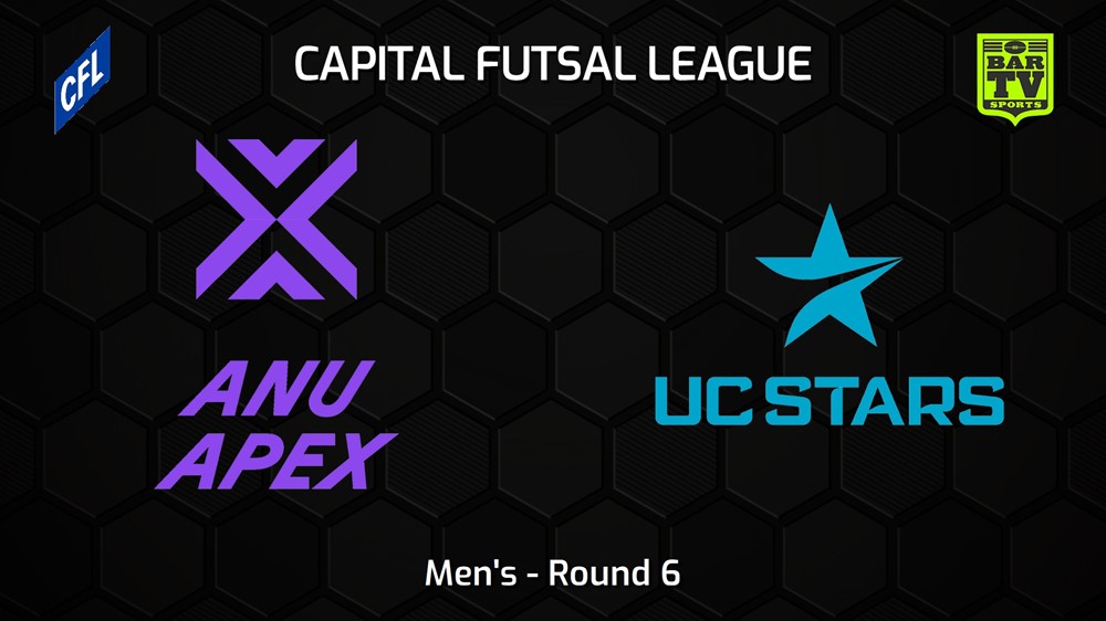 240120-Capital Football Futsal Round 6 - Men's - ANU Apex v UC Stars FC Minigame Slate Image