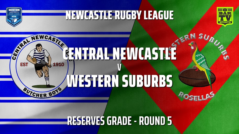 210422-Newcastle Rugby League Round 5 - Reserves Grade - Central Newcastle v Western Suburbs Rosellas Slate Image