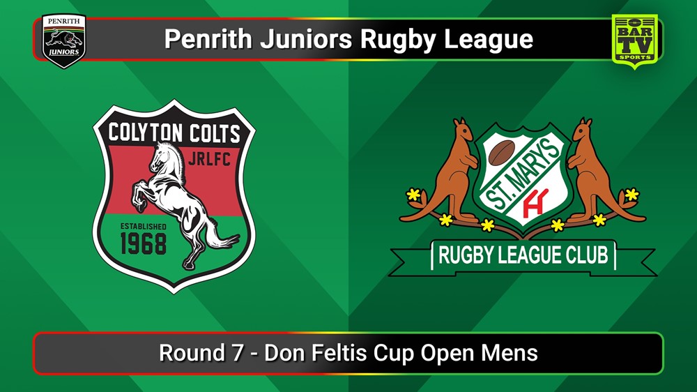 250524-video-Penrith & District Junior Rugby League Round 7 - Don Feltis Cup Open Mens - Colyton v St Marys Slate Image