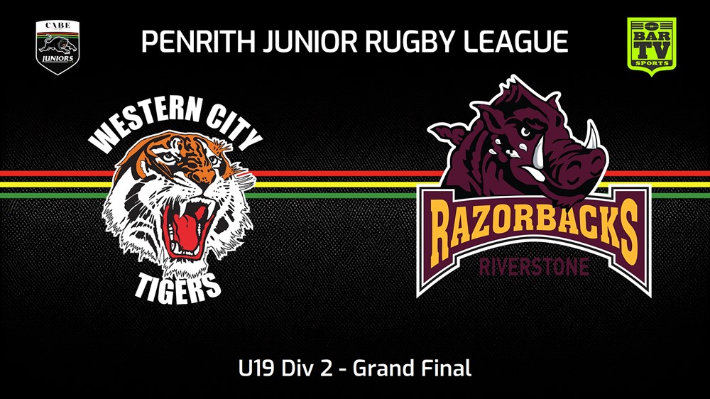 230820-Penrith & District Junior Rugby League Grand Final - U19 Div 2 - Western City Tigers v Riverstone Razorbacks Slate Image