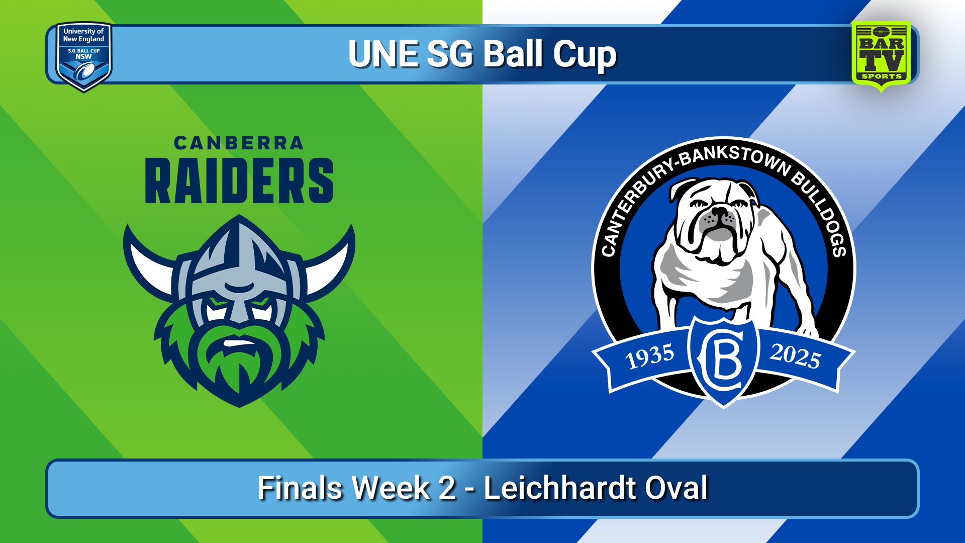 250419-video-UNE SG Ball Cup Finals Week 2 - Canberra Raiders v Canterbury-Bankstown Bulldogs Minigame Slate Image