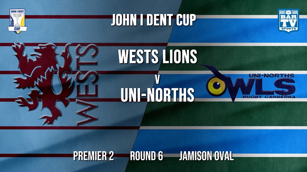 John I Dent Round 6 - Premier 2 - Wests Lions v UNI-Norths Slate Image