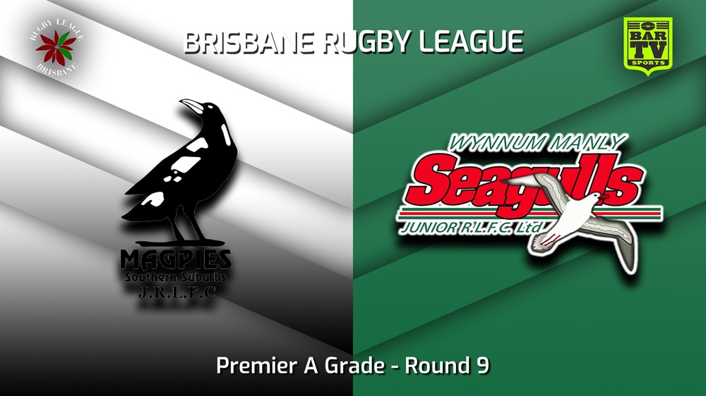 230527-BRL Round 9 - Premier A Grade - Southern Suburbs Magpies v Wynnum Manly Seagulls Juniors Slate Image