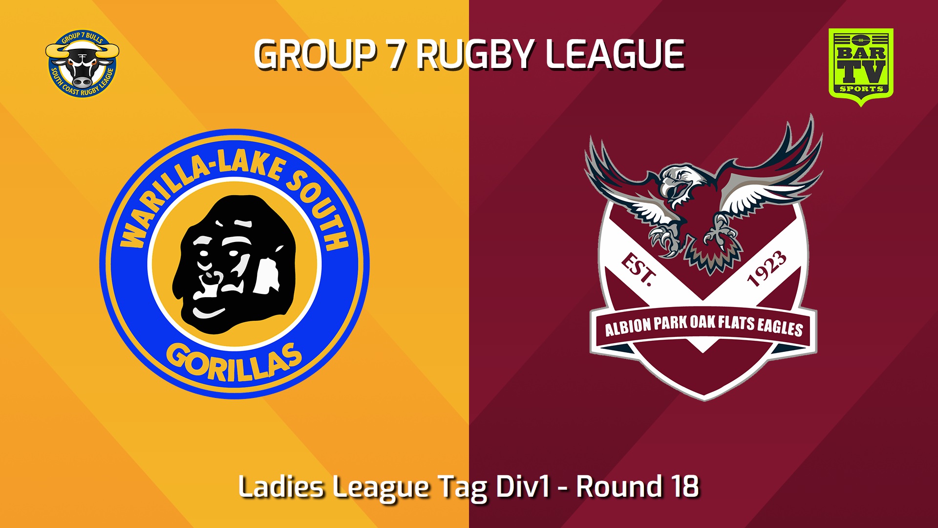 240818-video-South Coast Round 18 - Ladies League Tag Div1 - Warilla-Lake South Gorillas v Albion Park Oak Flats Eagles Slate Image