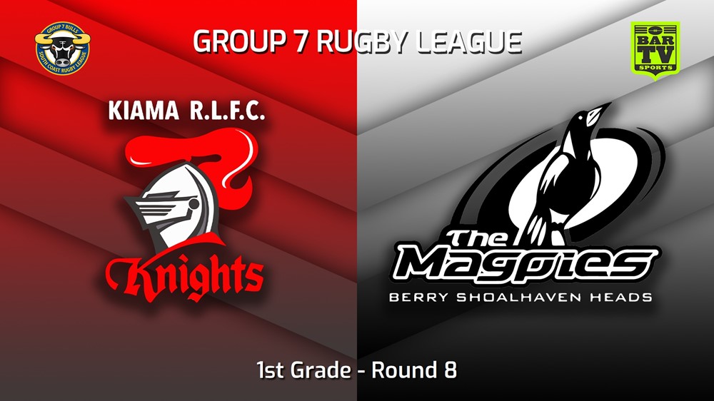 230521-South Coast Round 8 - 1st Grade - Kiama Knights v Berry-Shoalhaven Heads Magpies Slate Image
