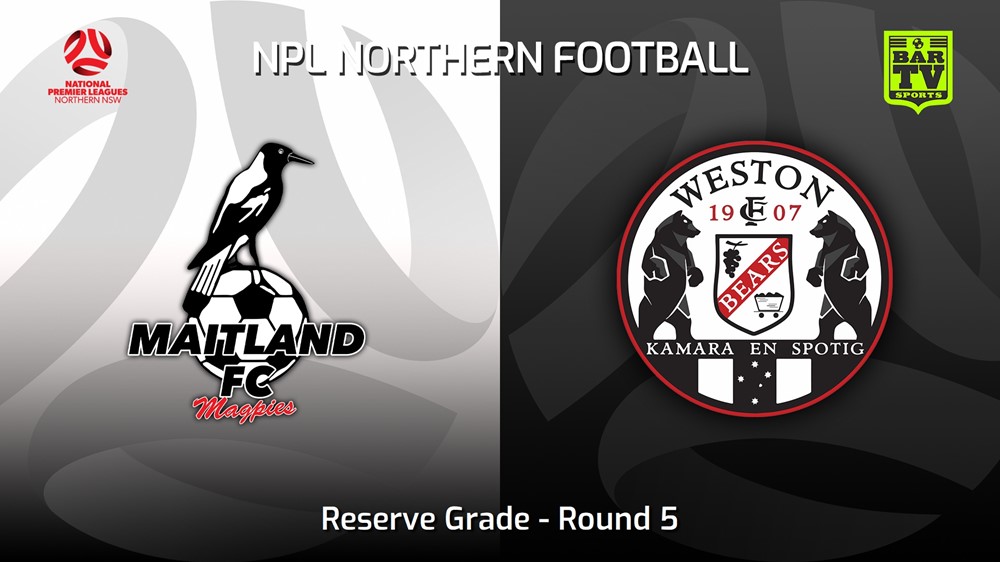 230401-NNSW NPLM Res Round 5 - Maitland FC Res v Weston Workers FC Res Slate Image