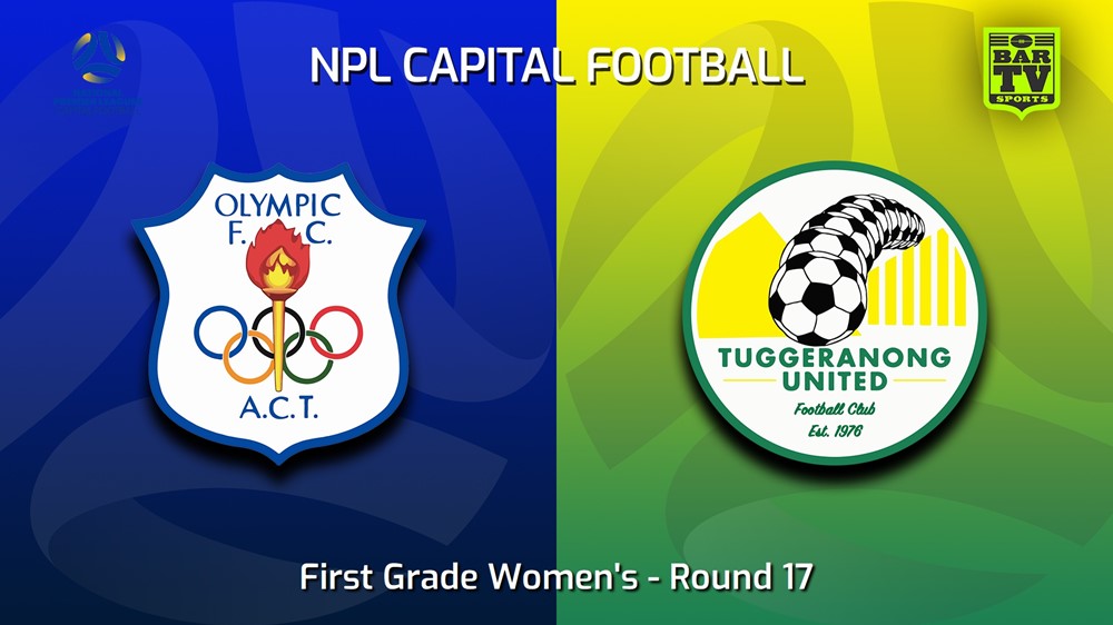 230831-Capital Womens Round 17 - Canberra Olympic FC (women) v Tuggeranong United FC (women) Minigame Slate Image